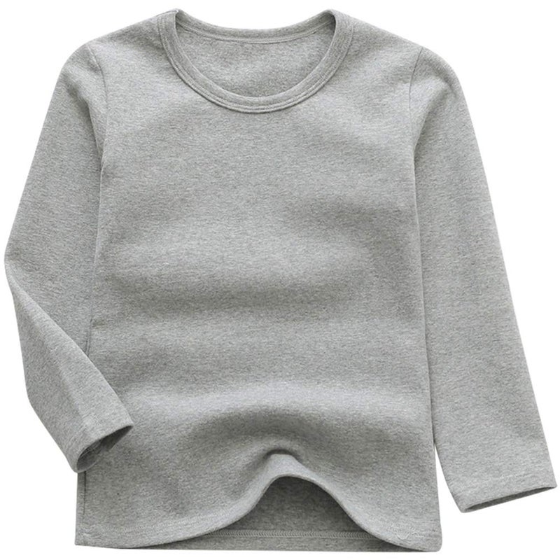 GLEAMING GRAIN Toddler Boys Girls Long Sleeve T-Shirts Unisex Kids Cotton Basic Round Neck Top Tee Gray 7T - Image 1